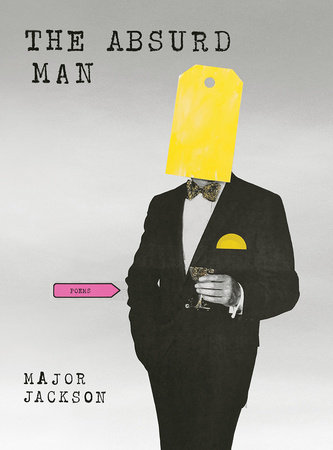 book cover: man in suit with yellow tag cover his face